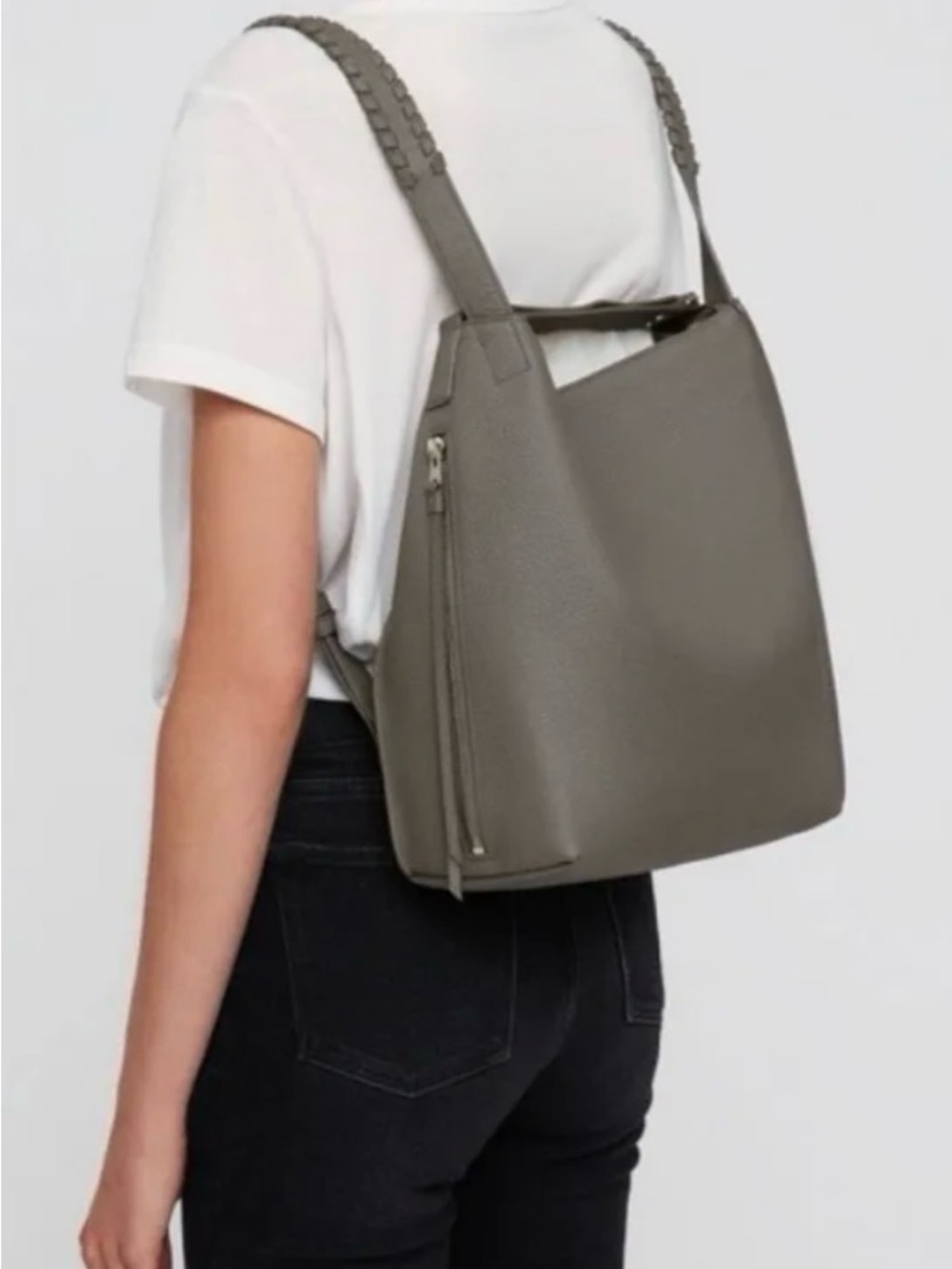 AllSaints Kita Small Leather Convertible Backpack - Taupe